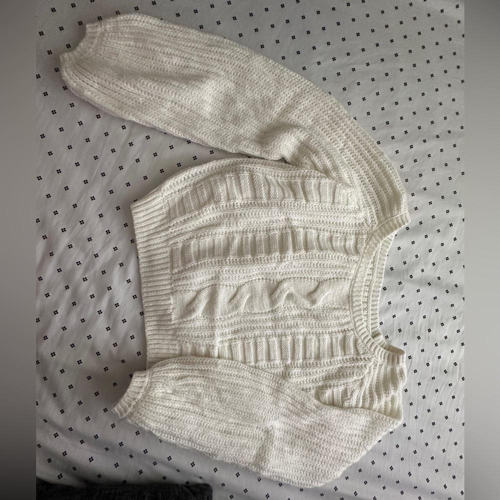 Zara Cream Textured Knit Sweater